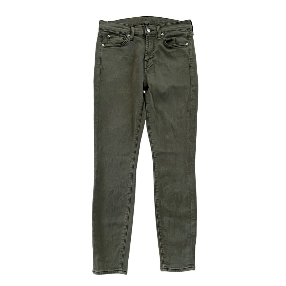 7 For All Mankind Ankle Skinny Jeans Olive Green Womens Size 27 Stretch Denim